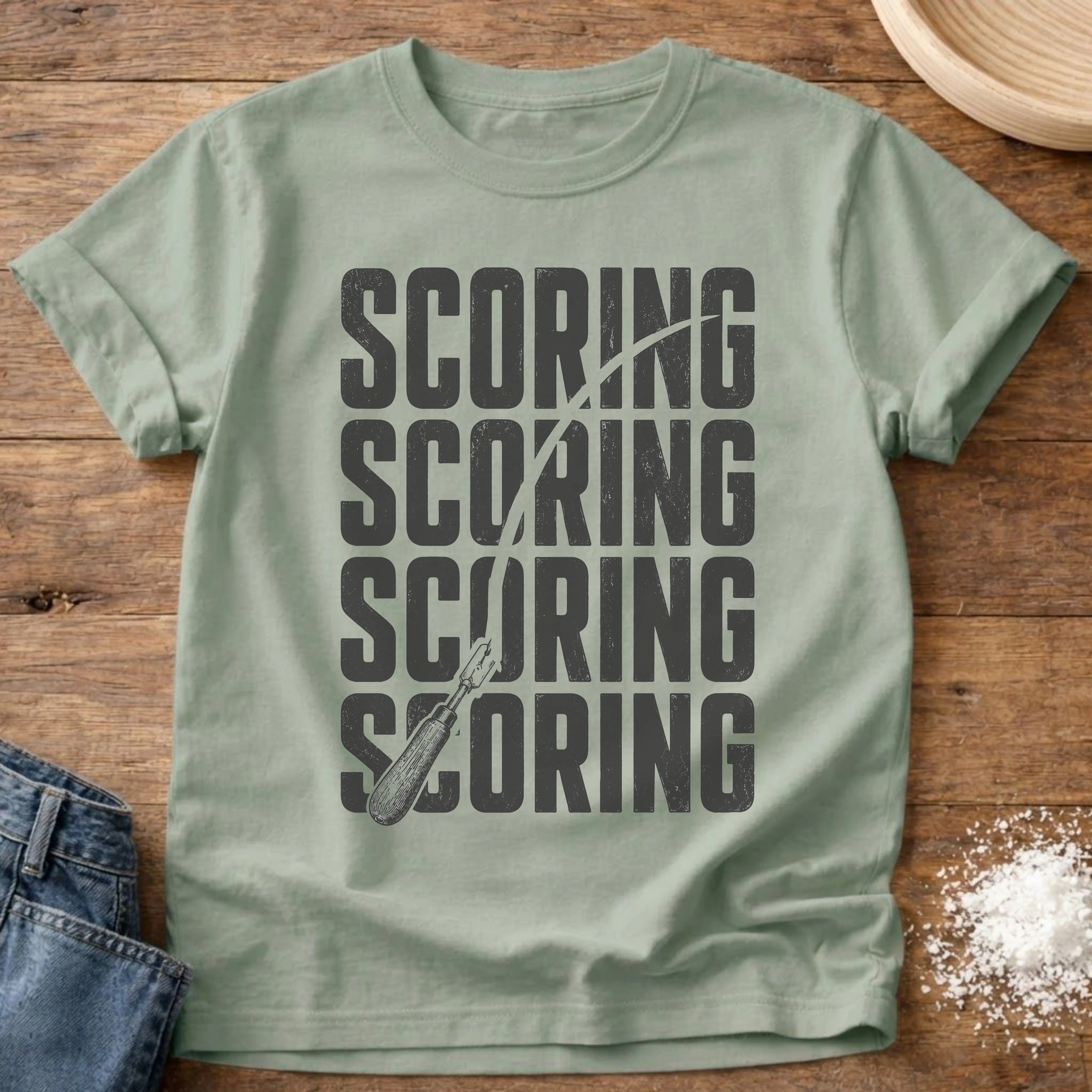 Knead More Fun Scoring sourdough t-shirt in Bay