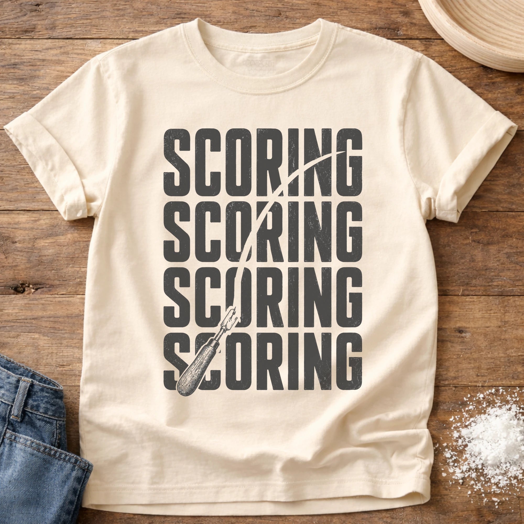 Knead More Fun Scoring sourdough t-shirt in Ivory