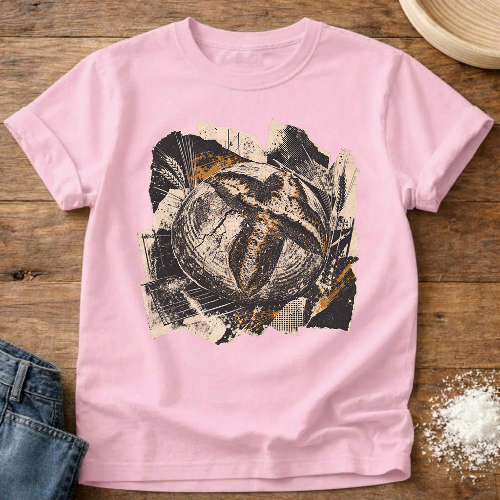 Knead More Fun Scrapbook Sourdough grunge collage t-shirt in Blossom