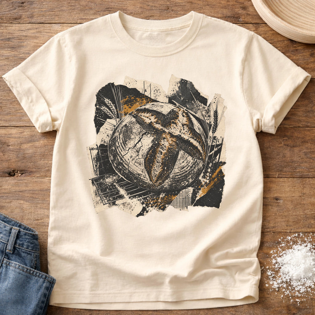 Knead More Fun Scrapbook Sourdough grunge collage t-shirt in Ivory