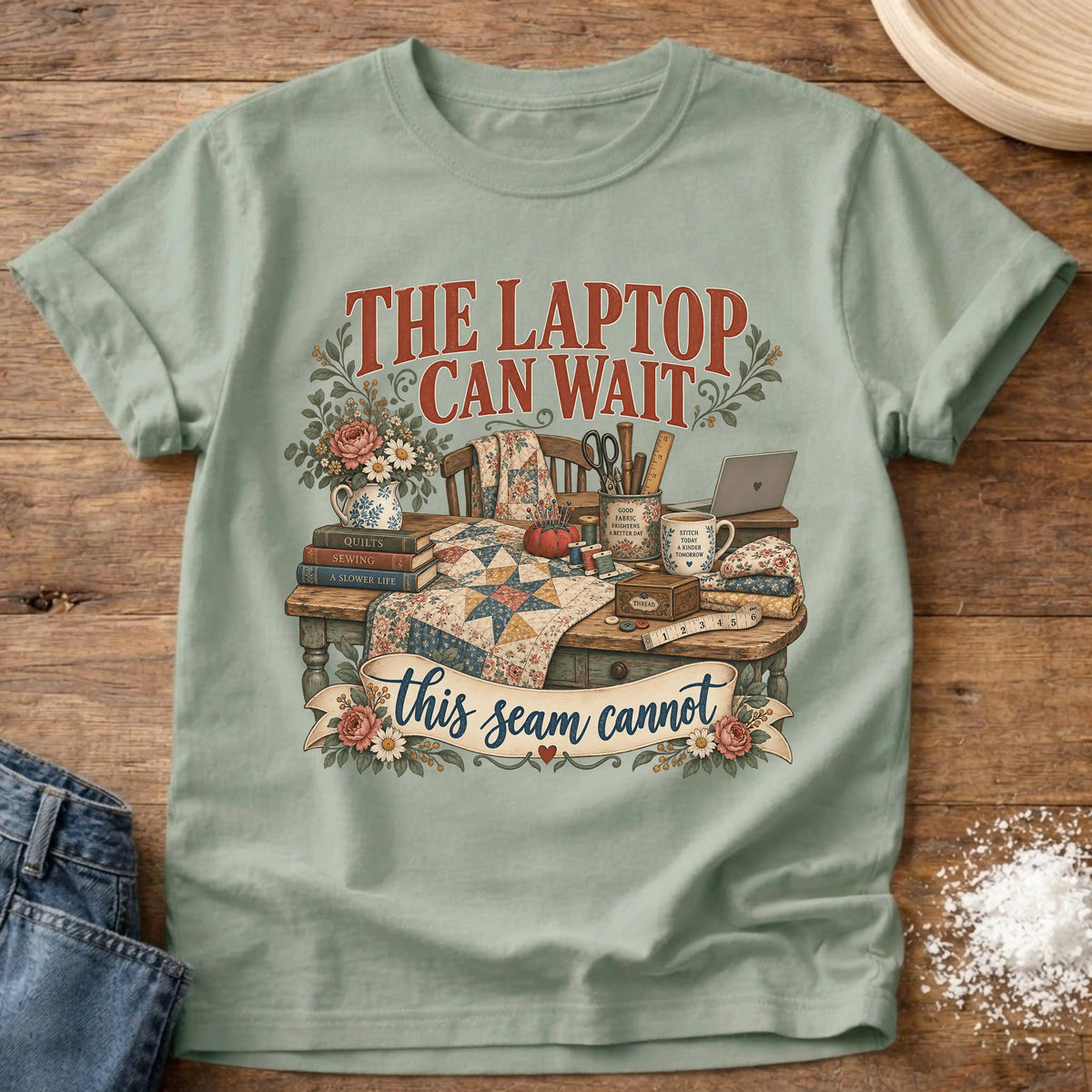 Knead More Fun Seam Cannot Wait sewing t-shirt in Bay