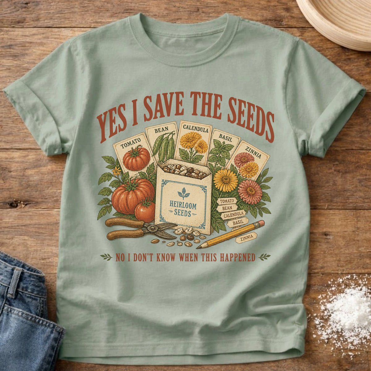 Knead More Fun Seed Saver seed saving t-shirt in Bay