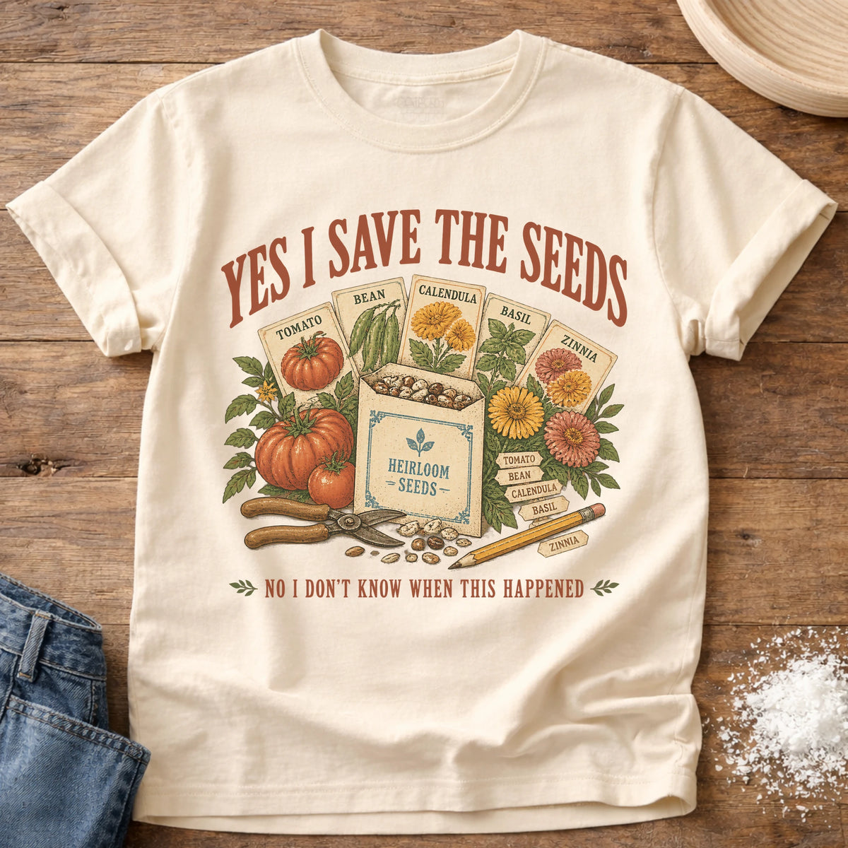 Knead More Fun Seed Saver seed saving t-shirt in Ivory