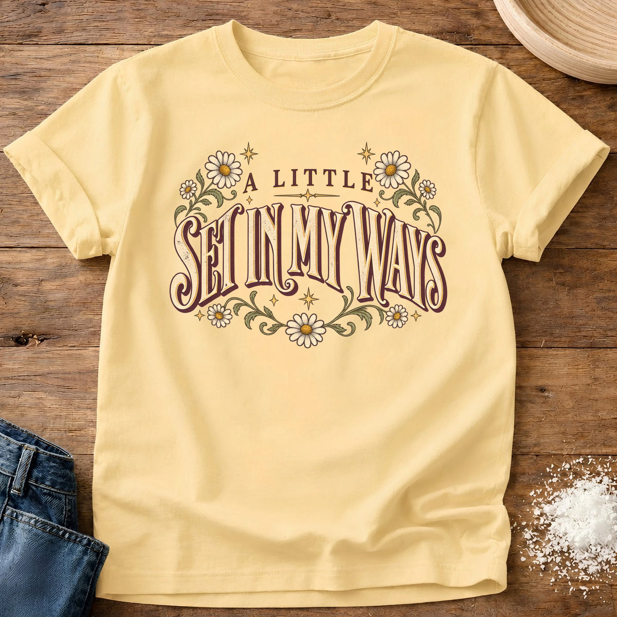 Knead More Fun Shiny Ways grannycore t-shirt in Butter