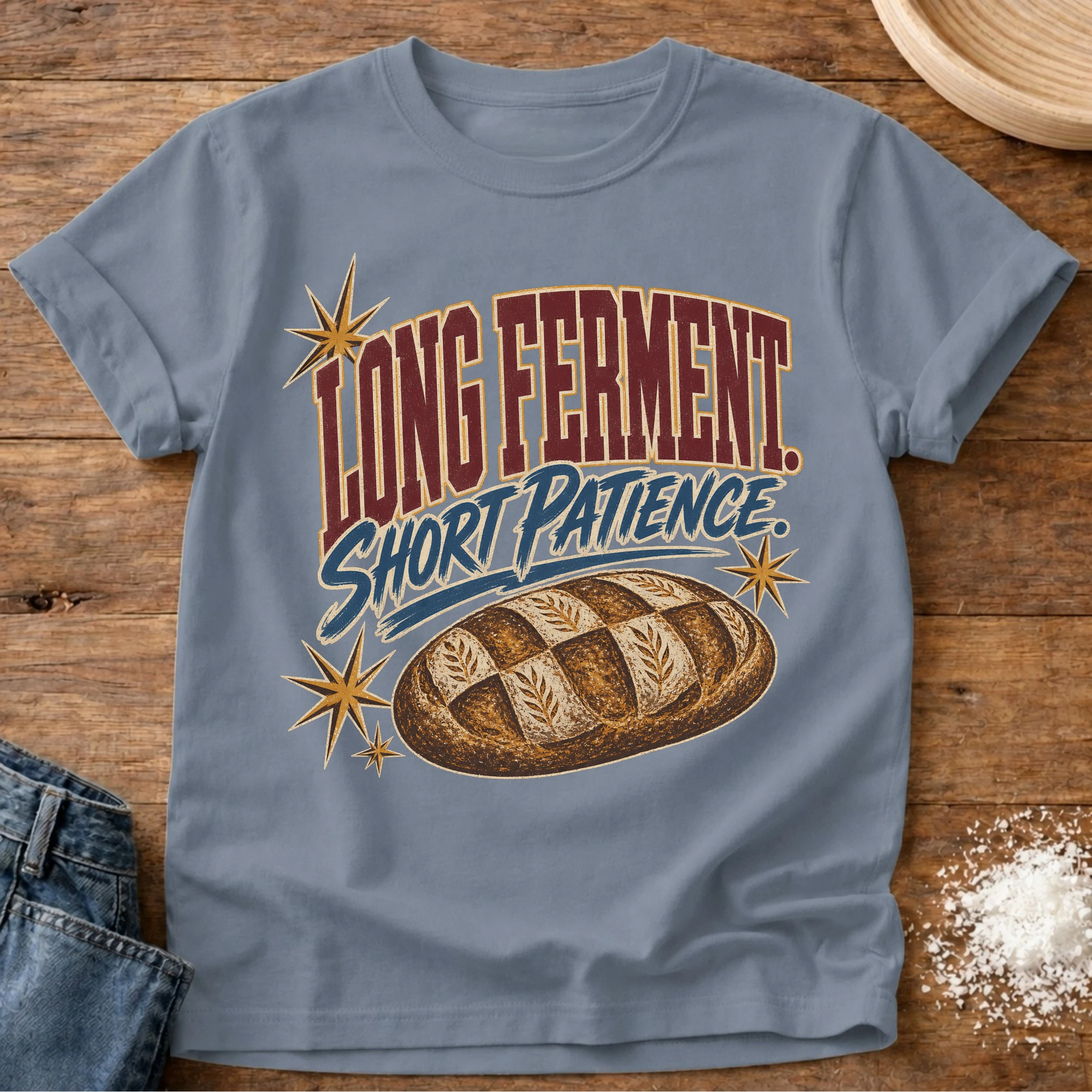Short Patience Sourdough T-Shirt Blue Jean