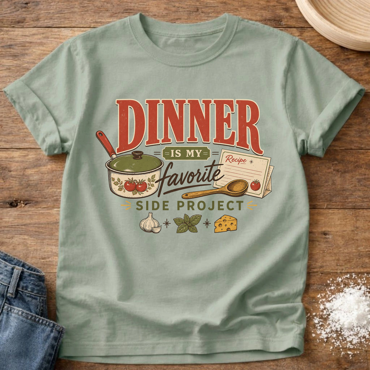 Knead More Fun Side Project Dinner homebody t-shirt in Bay