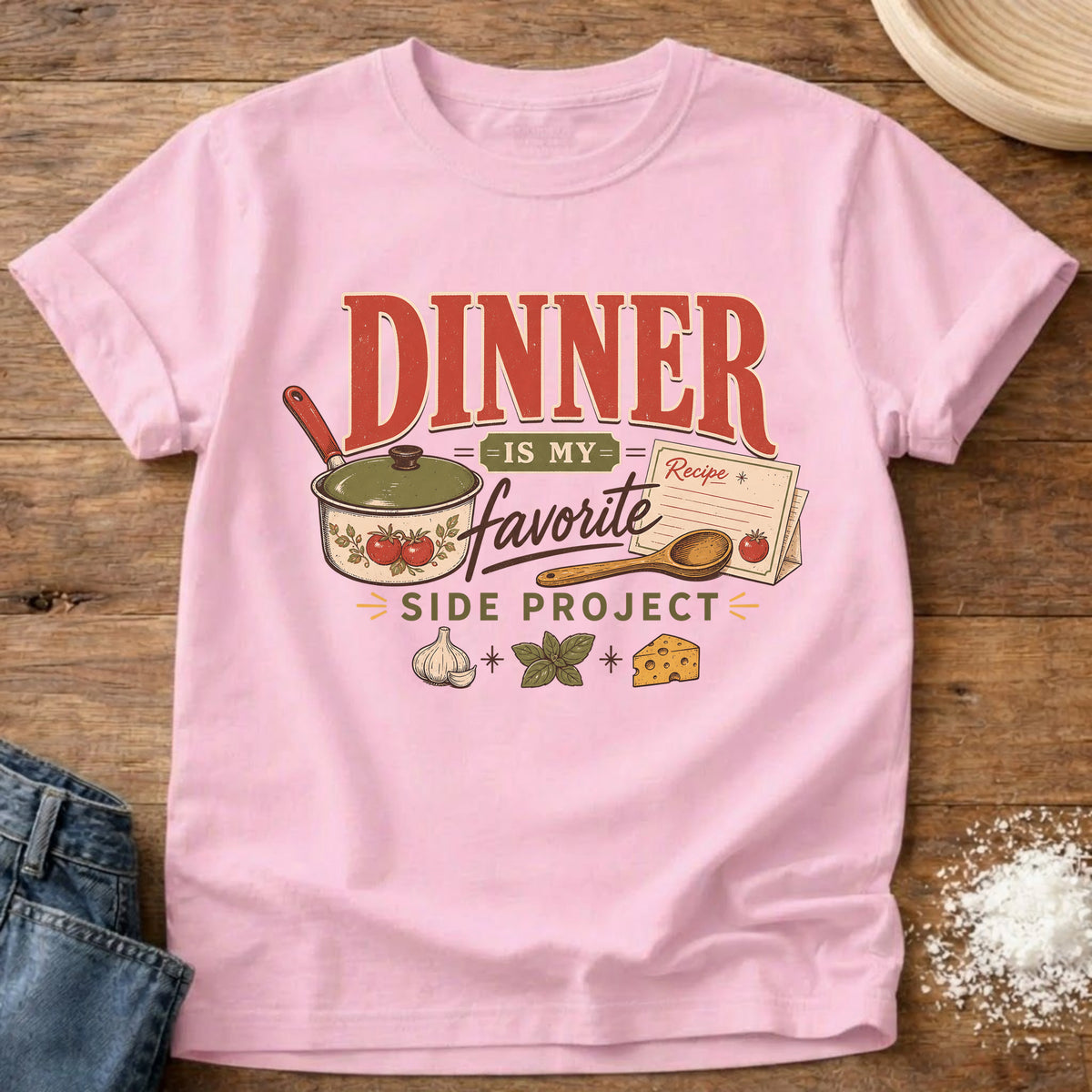 Knead More Fun Side Project Dinner homebody t-shirt in Blossom