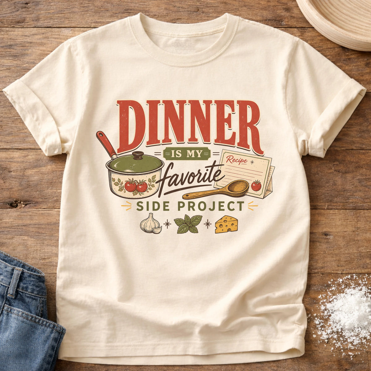 Knead More Fun Side Project Dinner homebody t-shirt in Ivory