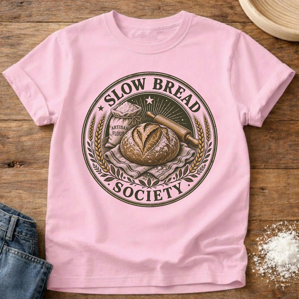 Knead More Fun Slow Bread Society sourdough t-shirt in Blossom