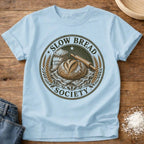 Knead More Fun Slow Bread Society sourdough t-shirt in Chambray