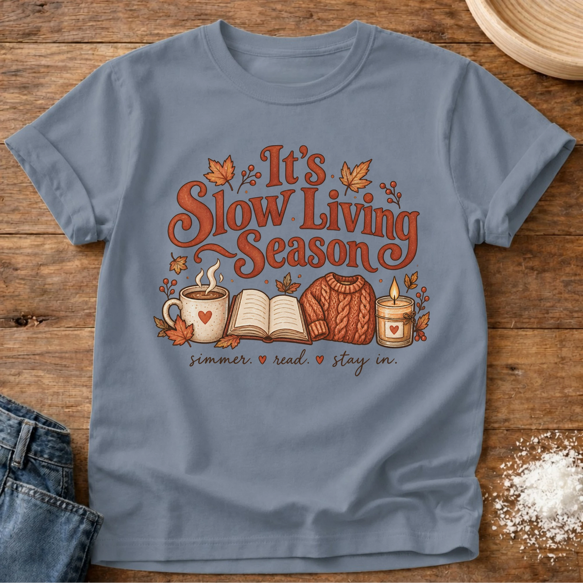 Knead More Fun Slow Living Season t-shirt in Blue Jean
