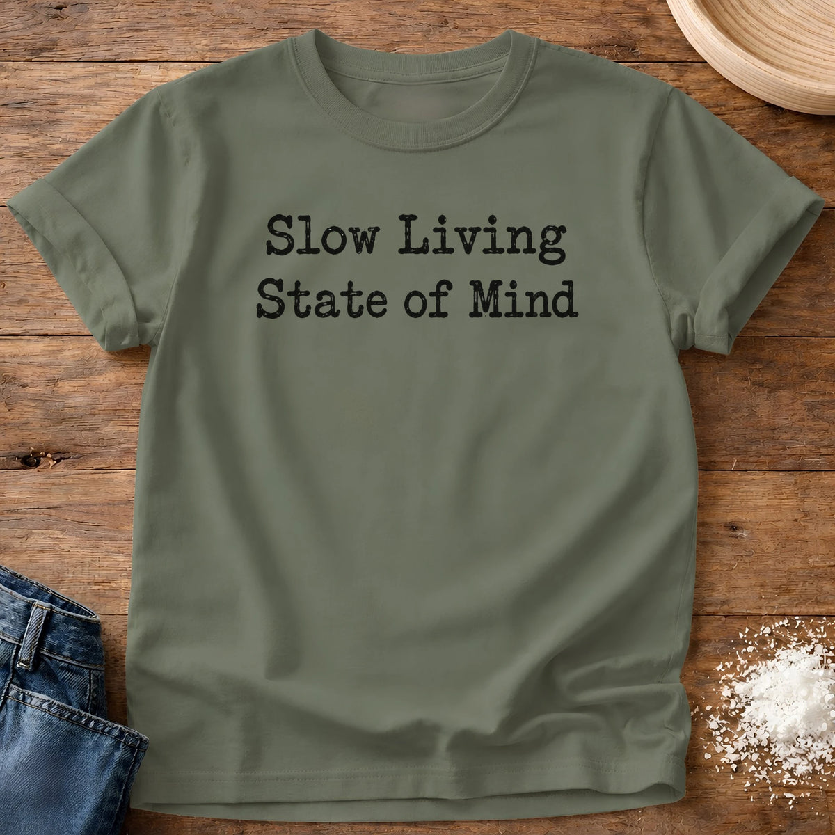 Knead More Fun Slow Living graphic t-shirt in Moss