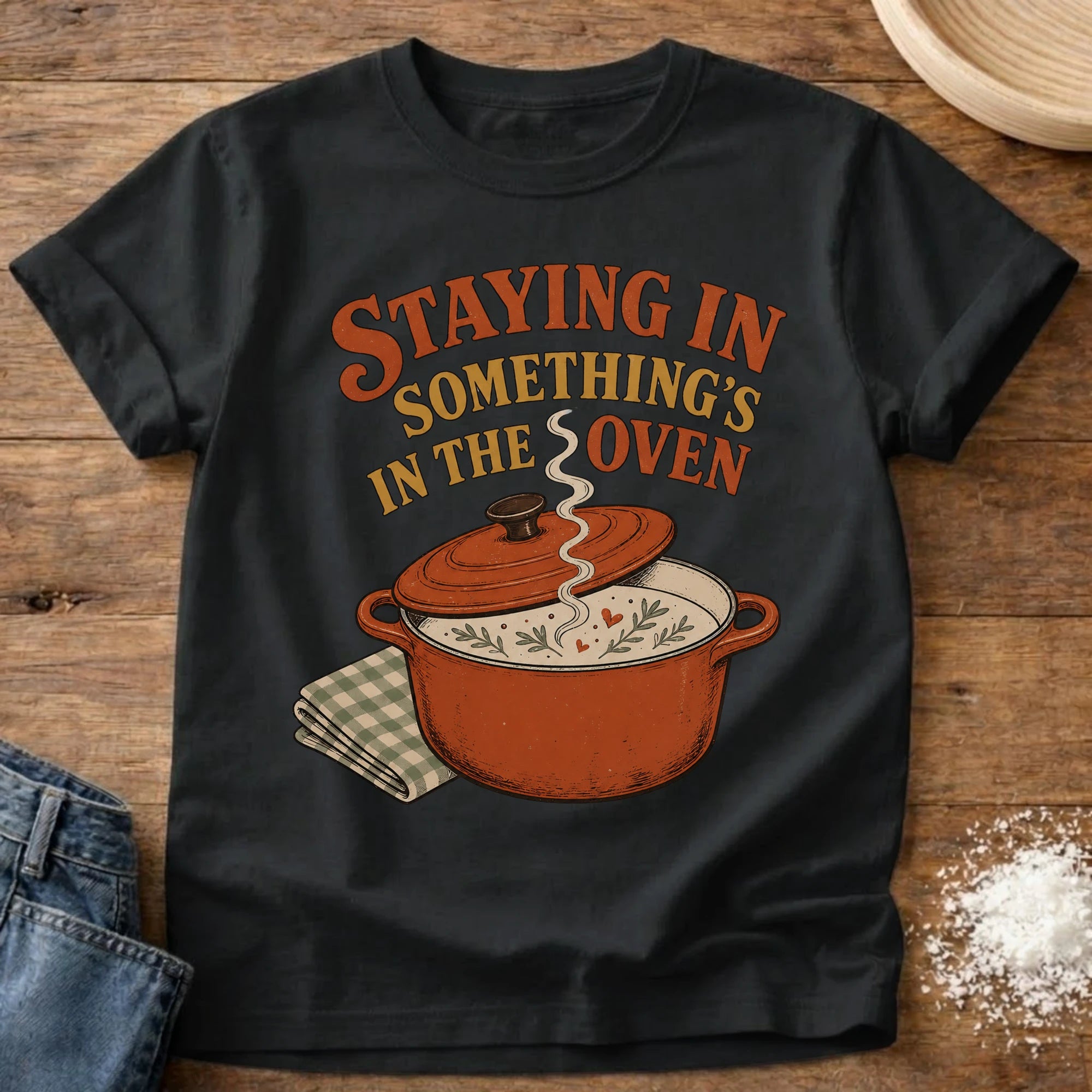 Knead More Fun Something's In The Oven kitchen t-shirt in Black