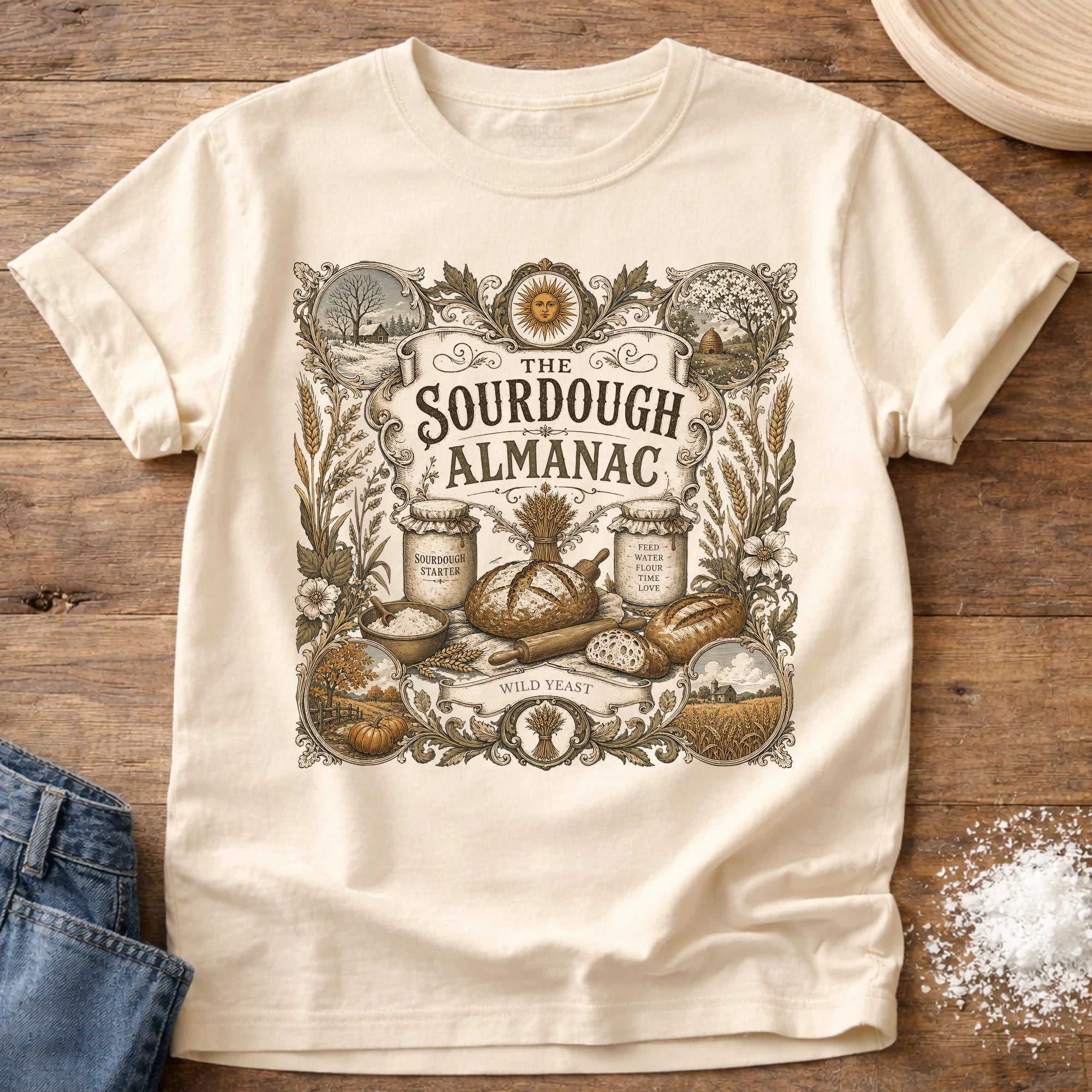 Knead More Fun Sourdough Almanac sourdough t-shirt in Ivory