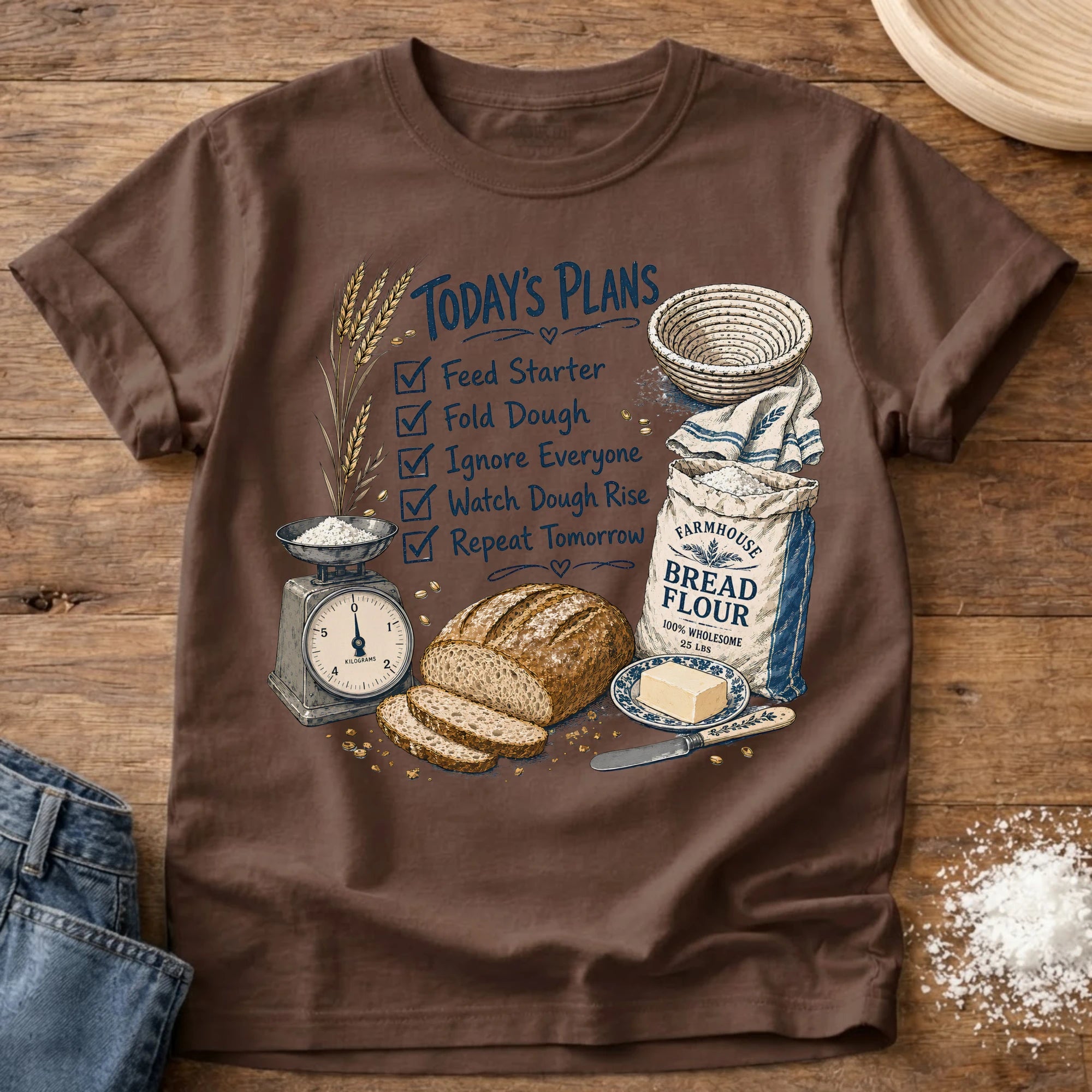Knead More Fun Sourdough Baker's Plans sourdough t-shirt in Espresso