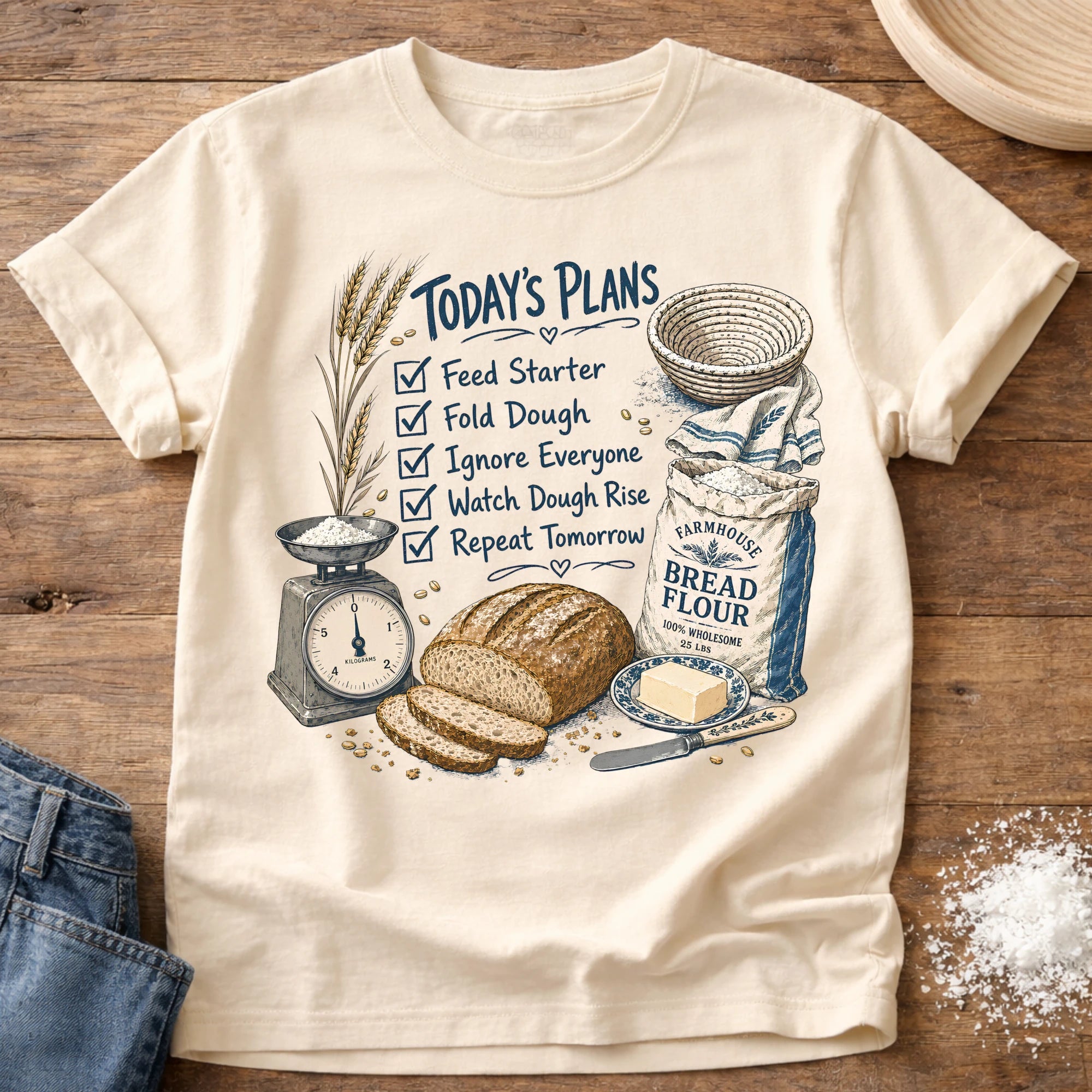 Knead More Fun Sourdough Baker's Plans sourdough t-shirt in Ivory