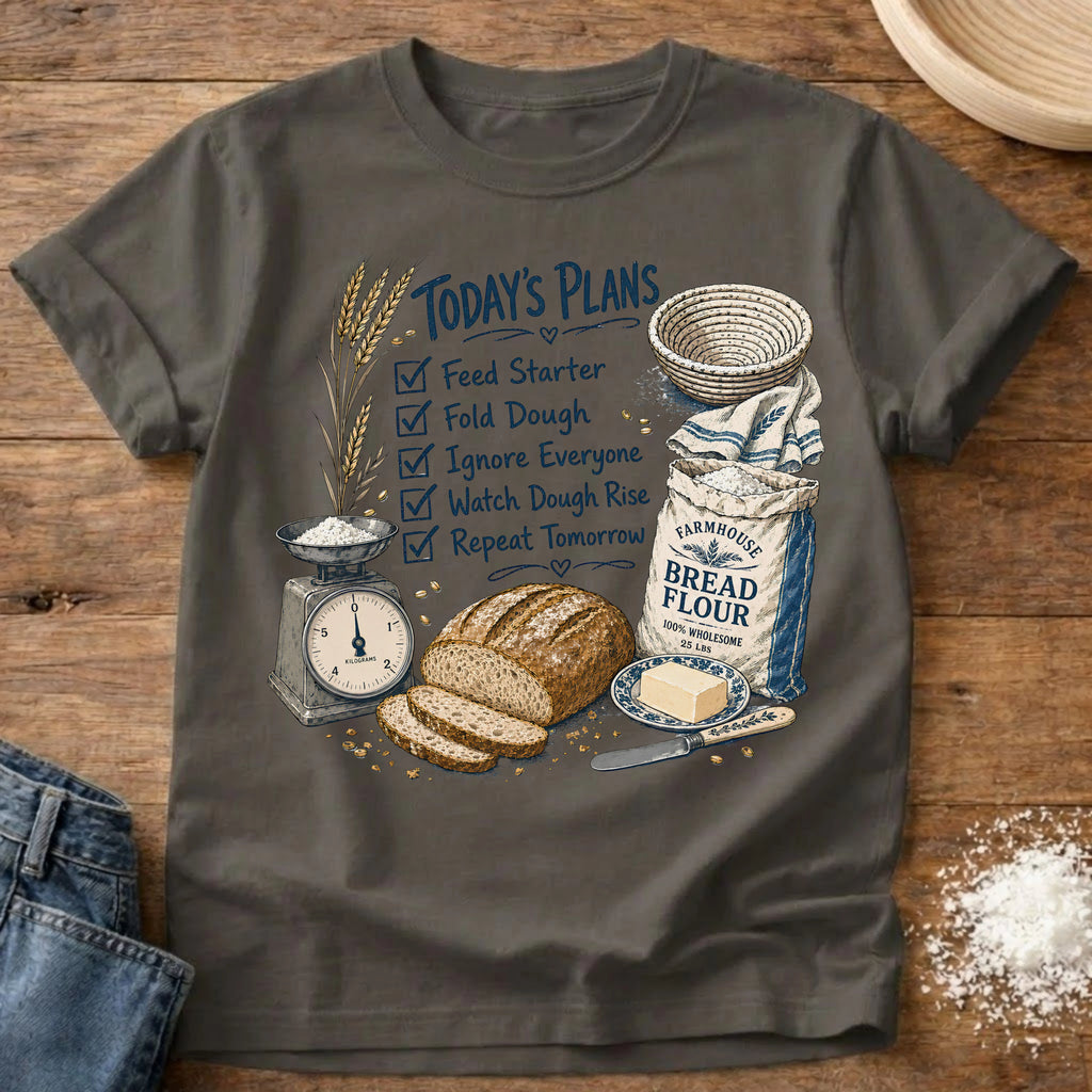 Knead More Fun Sourdough Baker's Plans sourdough t-shirt in Pepper