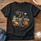Knead More Fun Sourdough Baking Raccoon t-shirt in Black