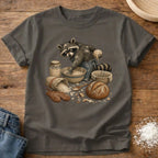 Knead More Fun Sourdough Baking Raccoon t-shirt in Pepper