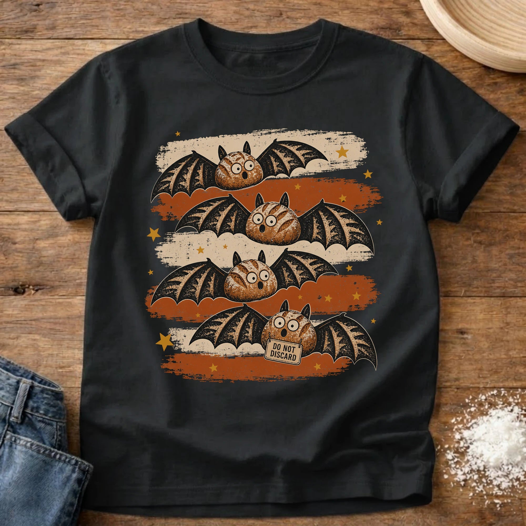 Knead More Fun Sourdough Bats sourdough t-shirt in Black