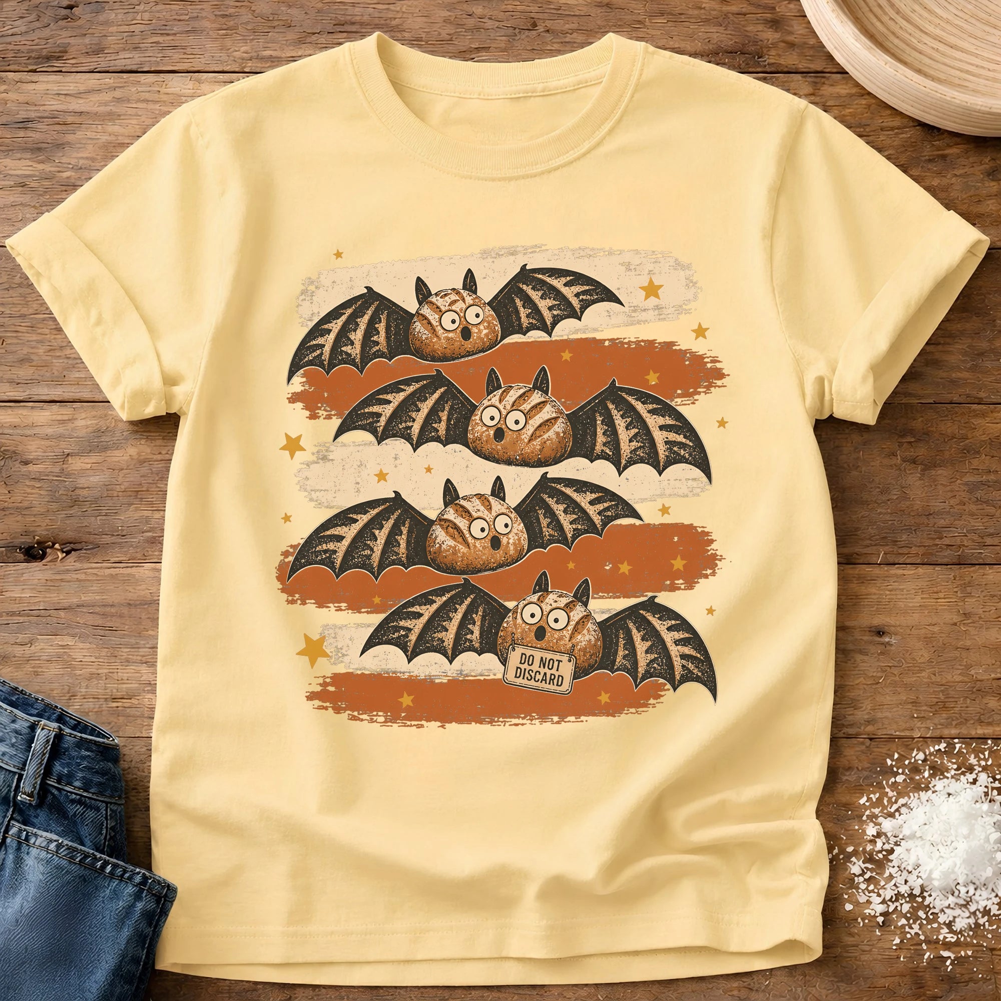 Knead More Fun Sourdough Bats sourdough t-shirt in Butter