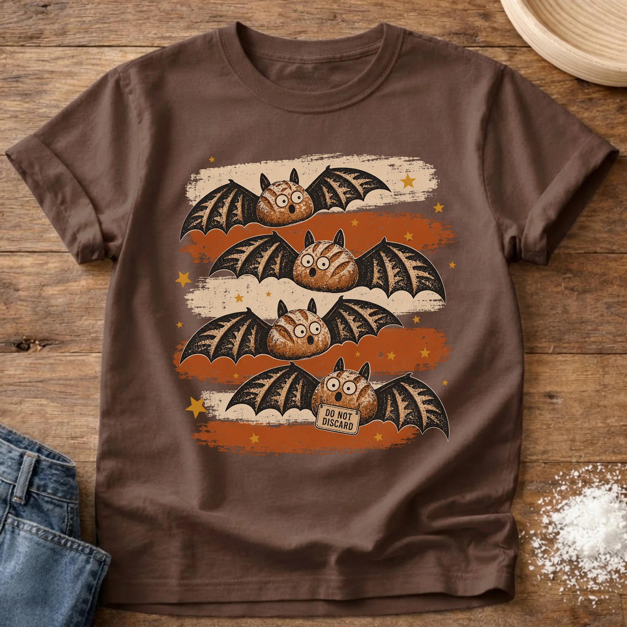 Knead More Fun Sourdough Bats sourdough t-shirt in Espresso