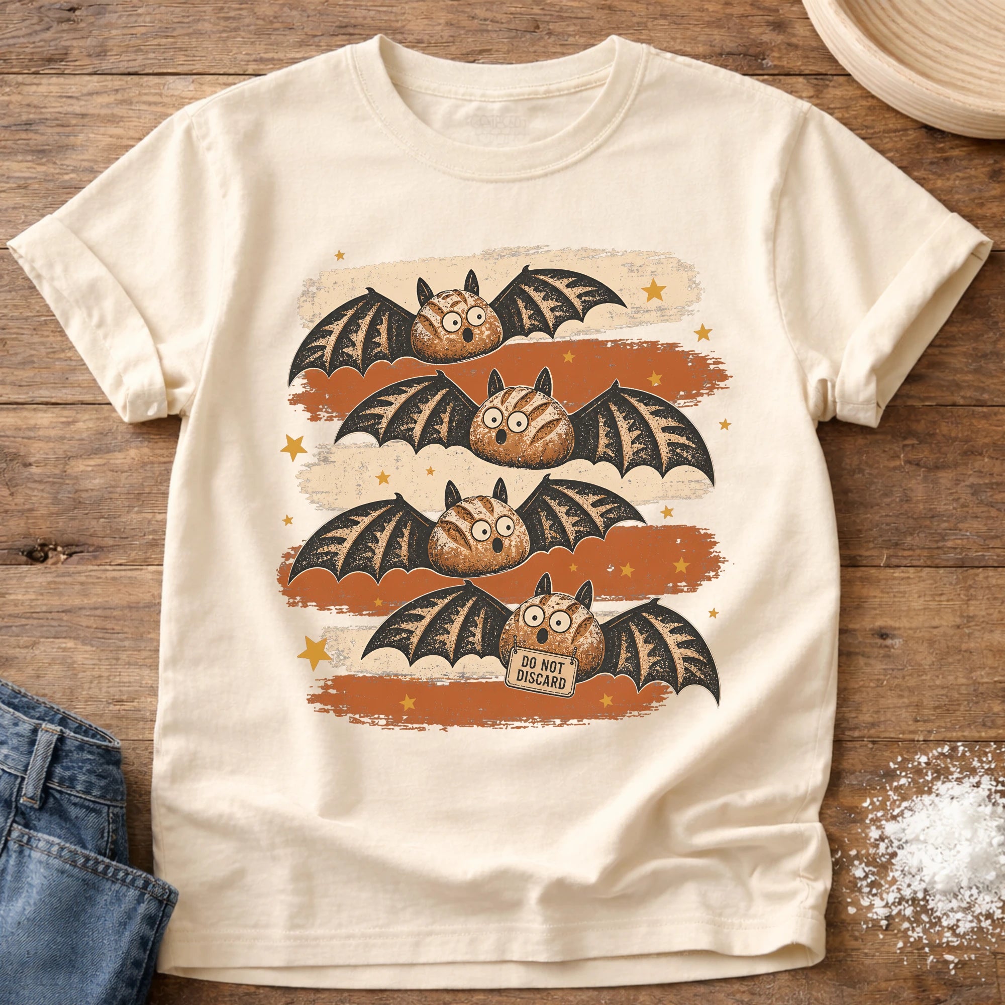 Knead More Fun Sourdough Bats sourdough t-shirt in Ivory