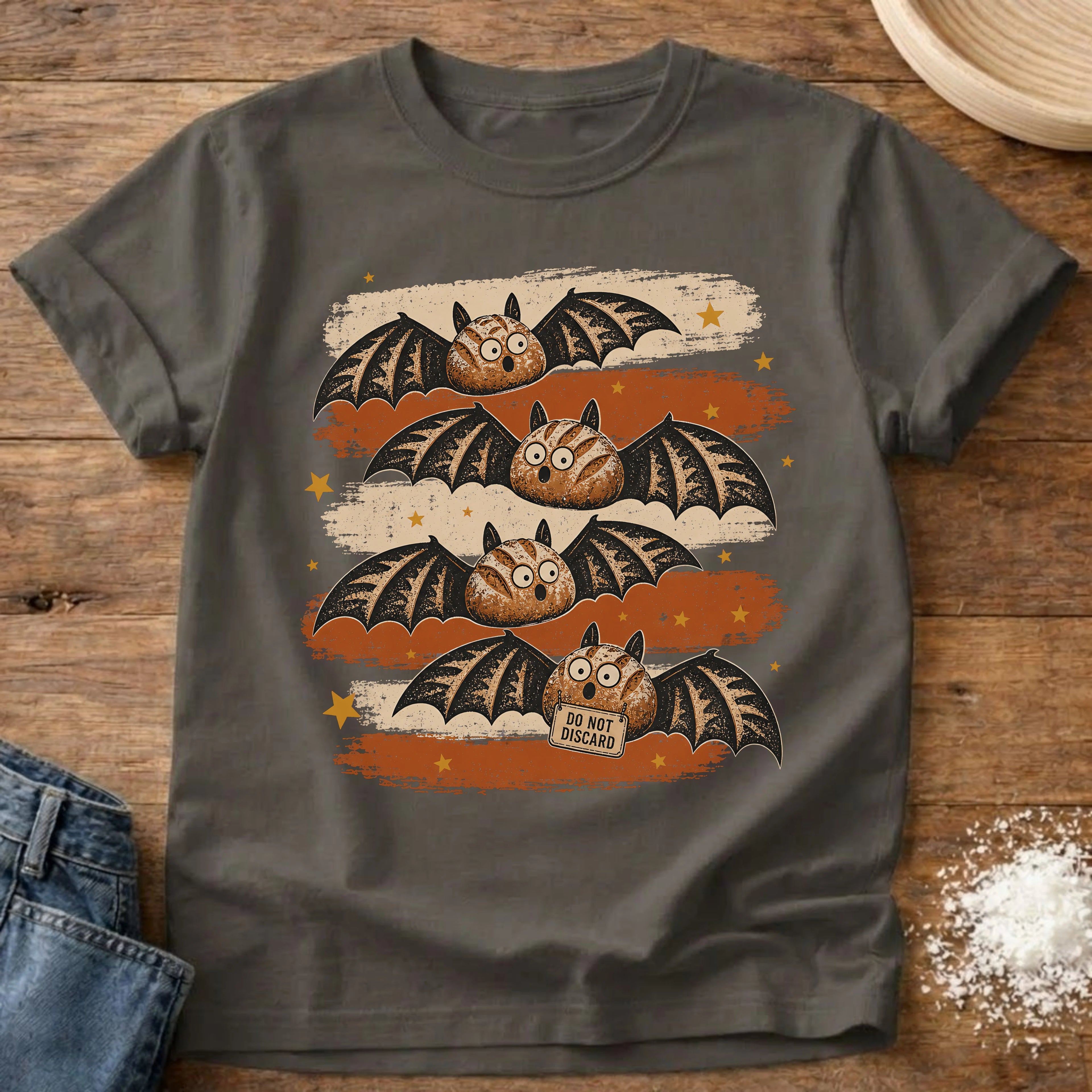 Knead More Fun Sourdough Bats sourdough t-shirt in Pepper