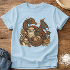 Knead More Fun Sourdough Dragon's Treasure fantasy t-shirt in Chambray