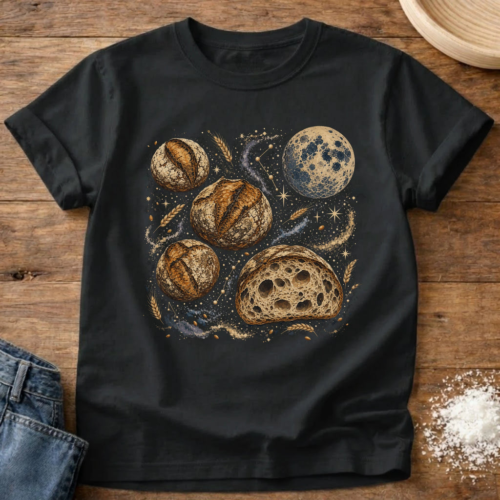 Knead More Fun Sourdough Galaxy celestial t-shirt in Black