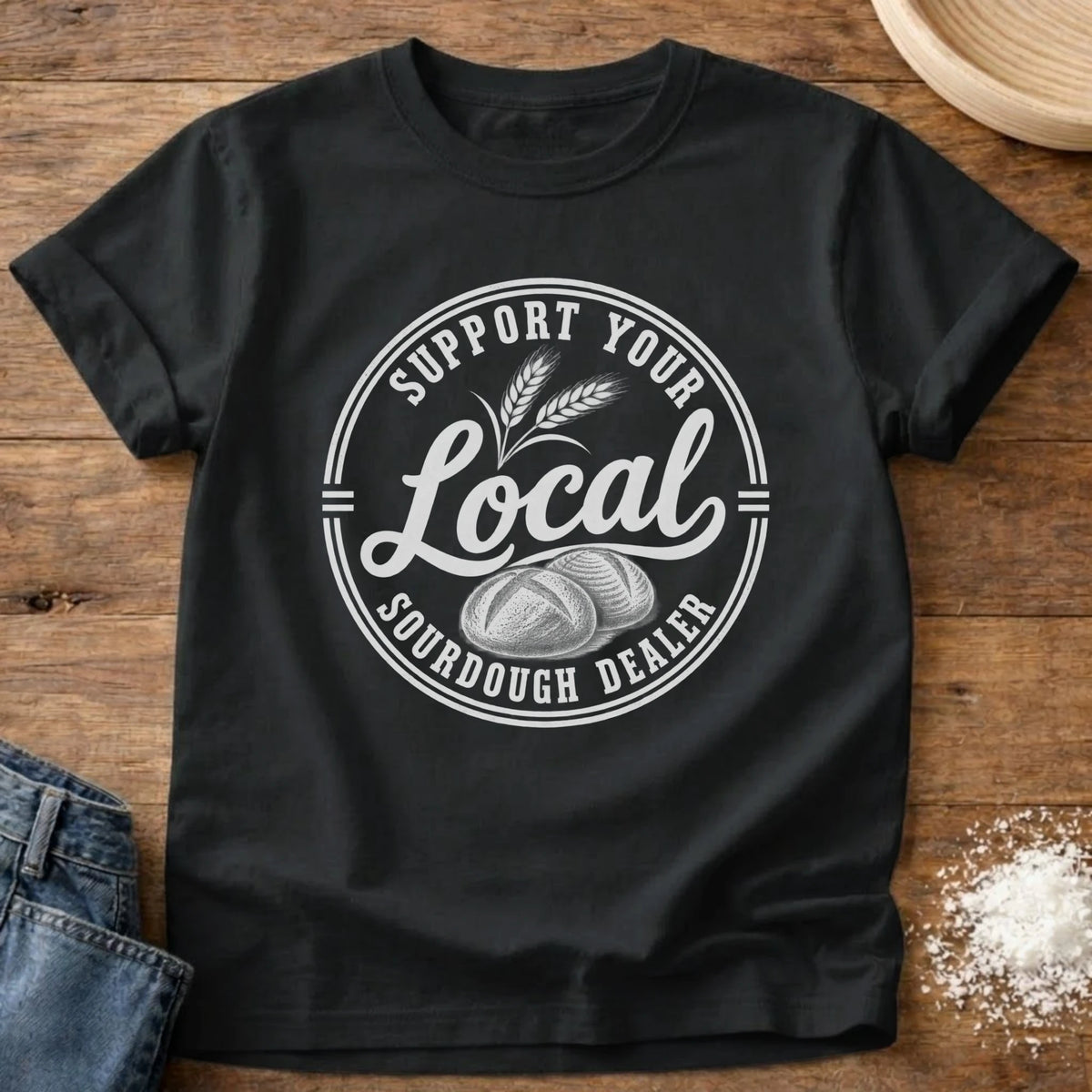 Knead More Fun Sourdough Local graphic t-shirt in Black