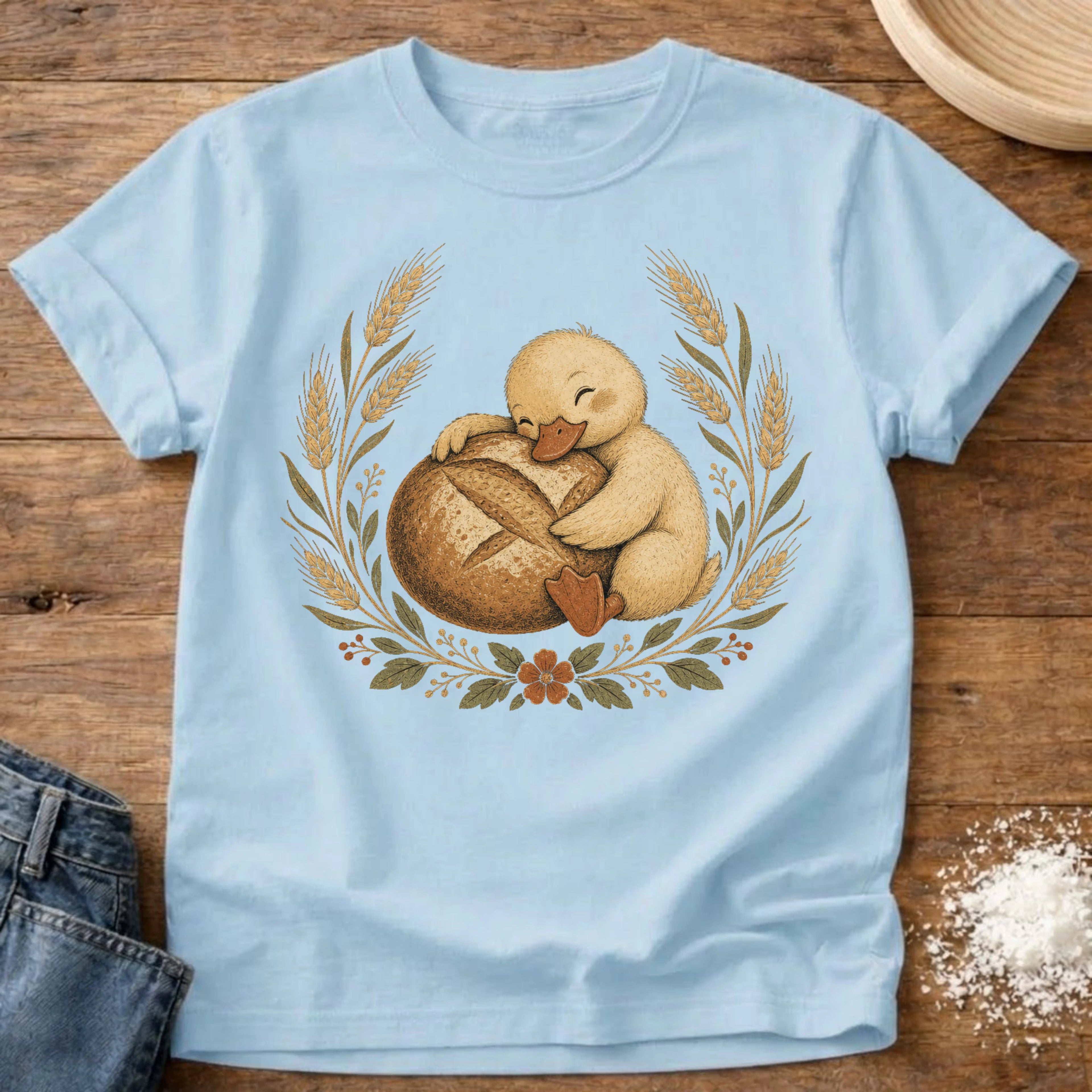Knead More Fun Sourdough Love Gosling t-shirt in Chambray