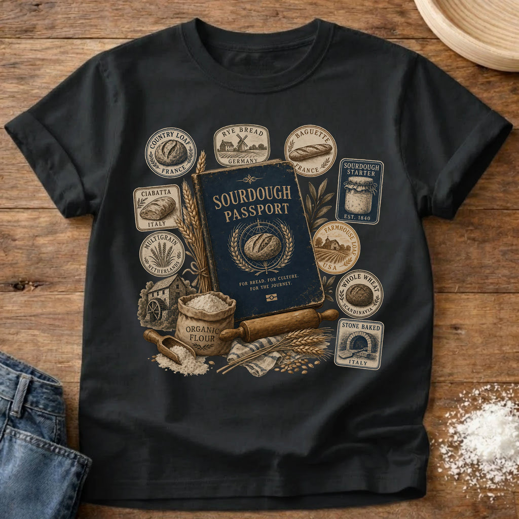 Knead More Fun Sourdough Passport sourdough t-shirt in Black