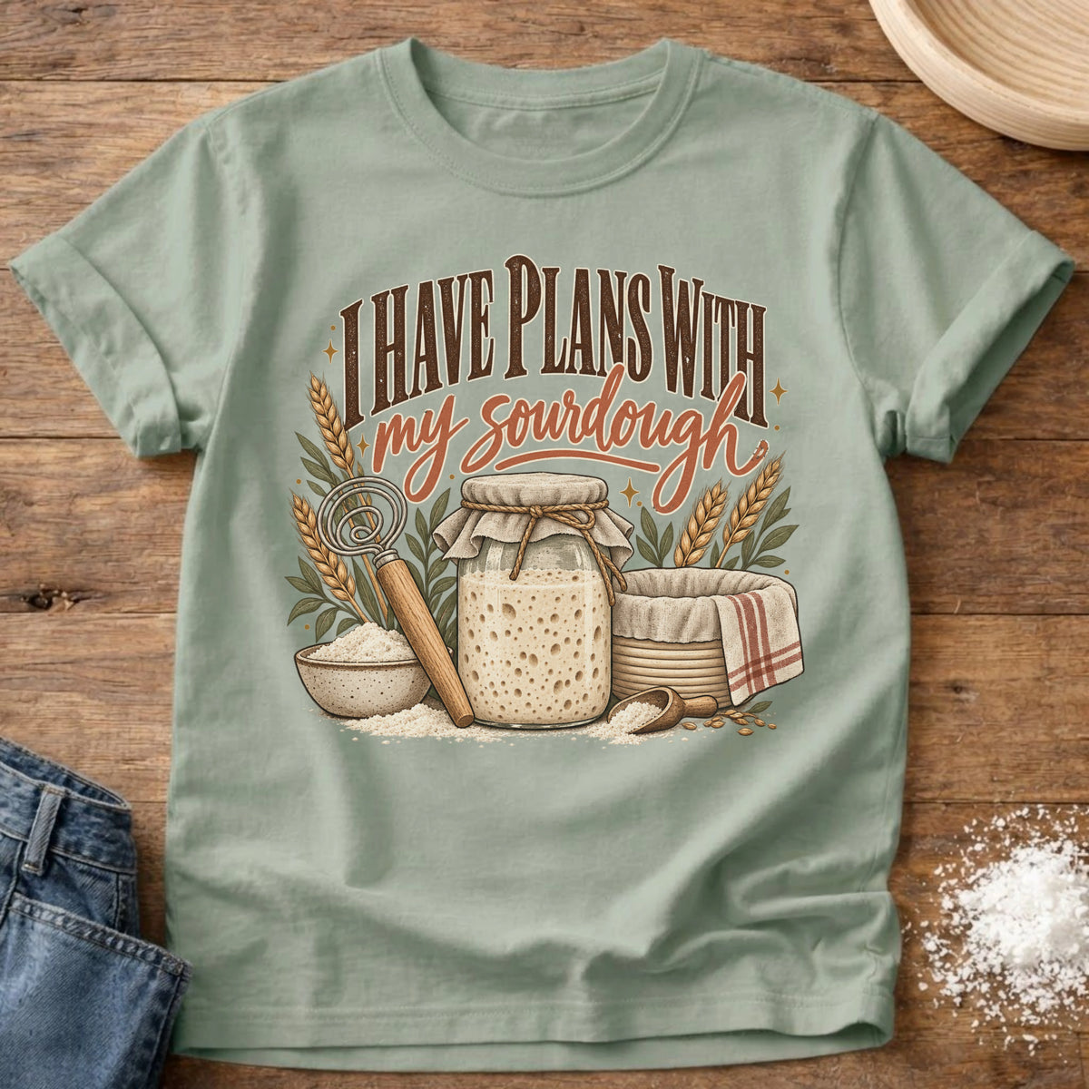 Knead More Fun Sourdough Plans graphic t-shirt in Bay