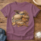 Knead More Fun Sourdough Process vintage still life t-shirt in Berry