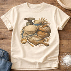 Knead More Fun Sourdough Process vintage still life t-shirt in Ivory