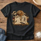 Knead More Fun Sourdough Recipe vintage journal t-shirt in Black