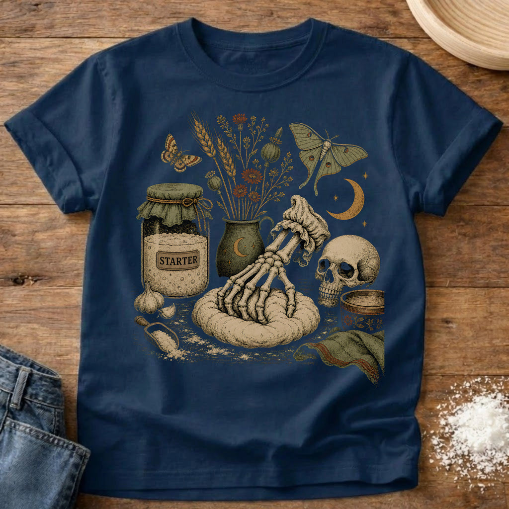 Knead More Fun Sourdough Skeleton Hand sourdough t-shirt in Navy