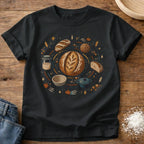 Knead More Fun Sourdough Solar System celestial t-shirt in Black