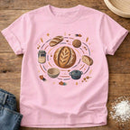 Knead More Fun Sourdough Solar System celestial t-shirt in Blossom