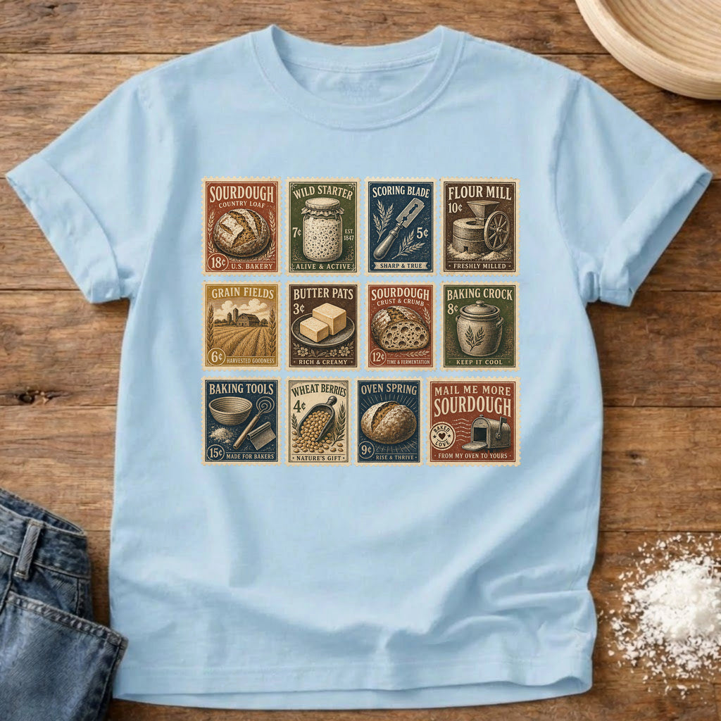 Knead More Fun Sourdough Stamp Collection sourdough t-shirt in Chambray