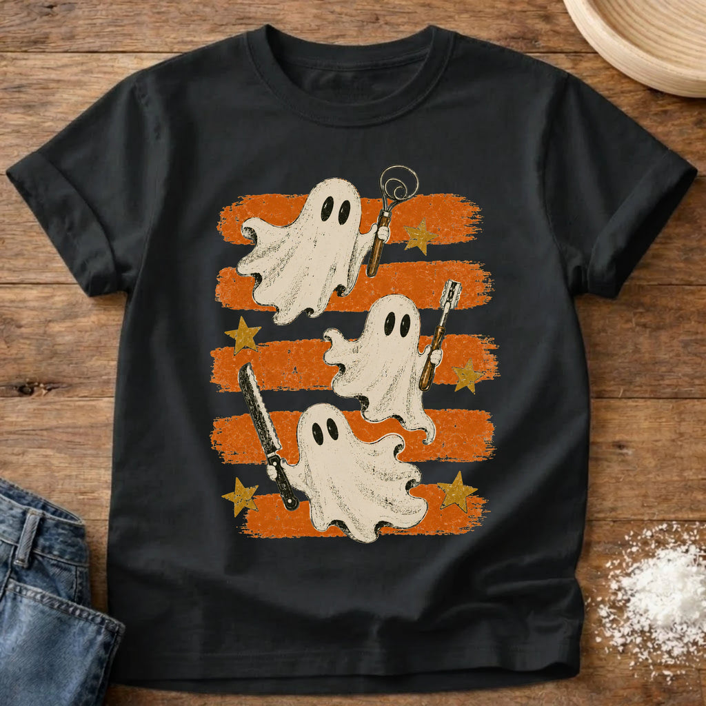Knead More Fun Spooky Ghost Trio sourdough t-shirt in Black