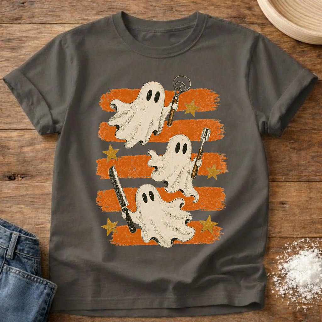 Knead More Fun Spooky Ghost Trio sourdough t-shirt in Pepper
