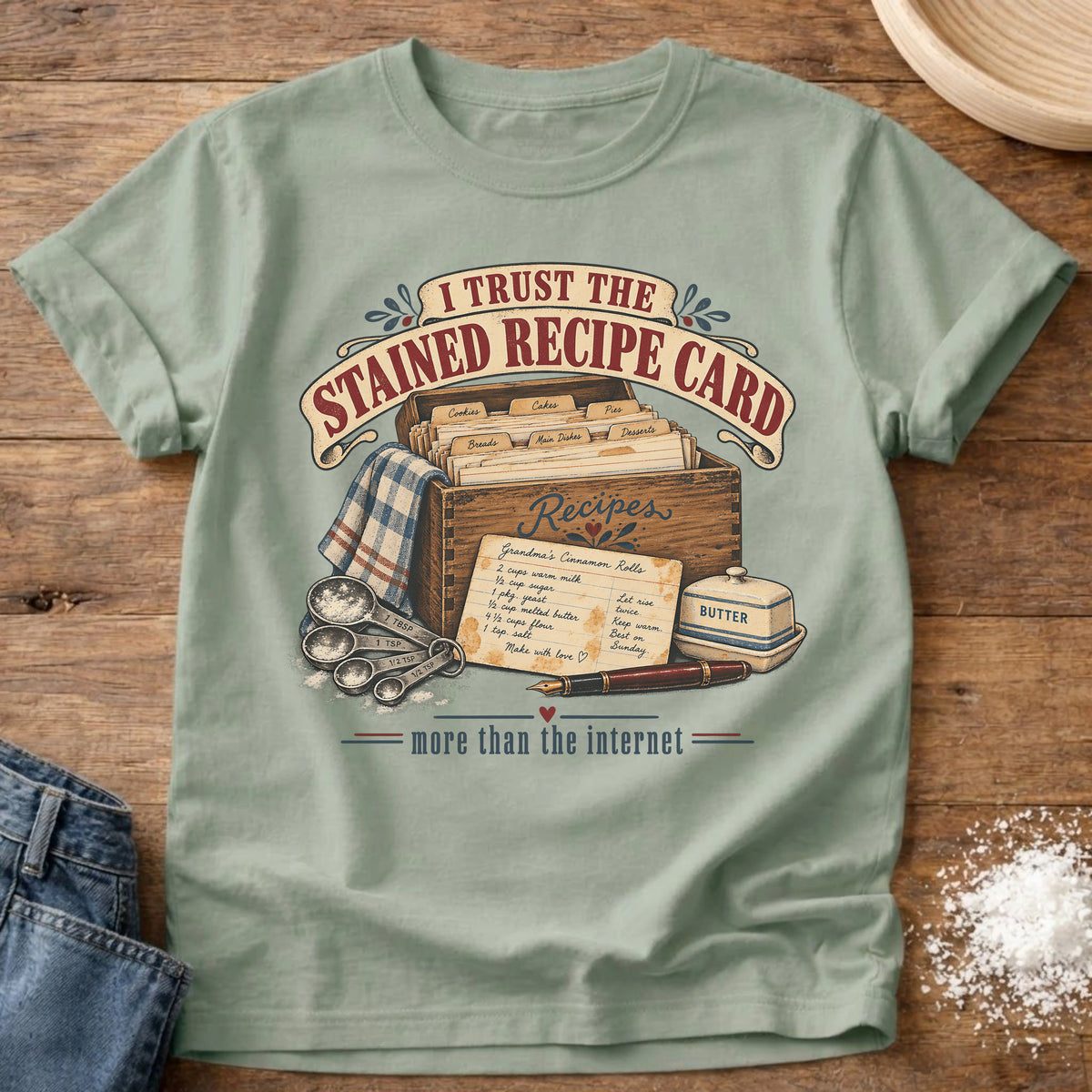 Knead More Fun Stained Recipe Cards recipe card baking t-shirt in Bay