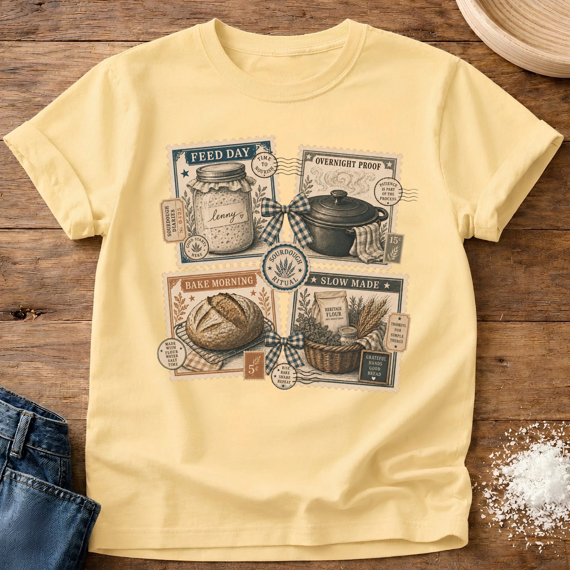 Knead More Fun Stamp Collection sourdough t-shirt in Butter
