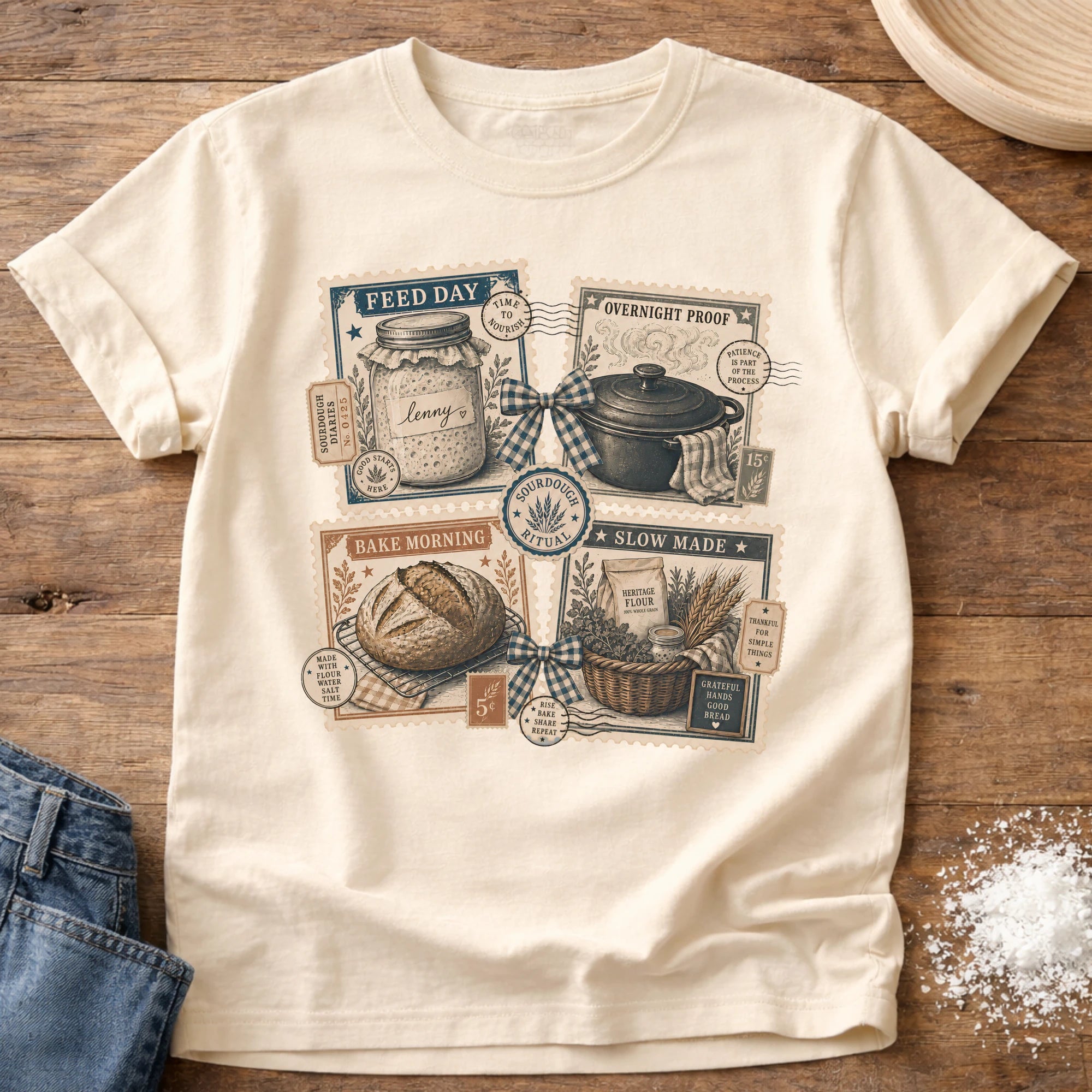 Knead More Fun Stamp Collection sourdough t-shirt in Ivory