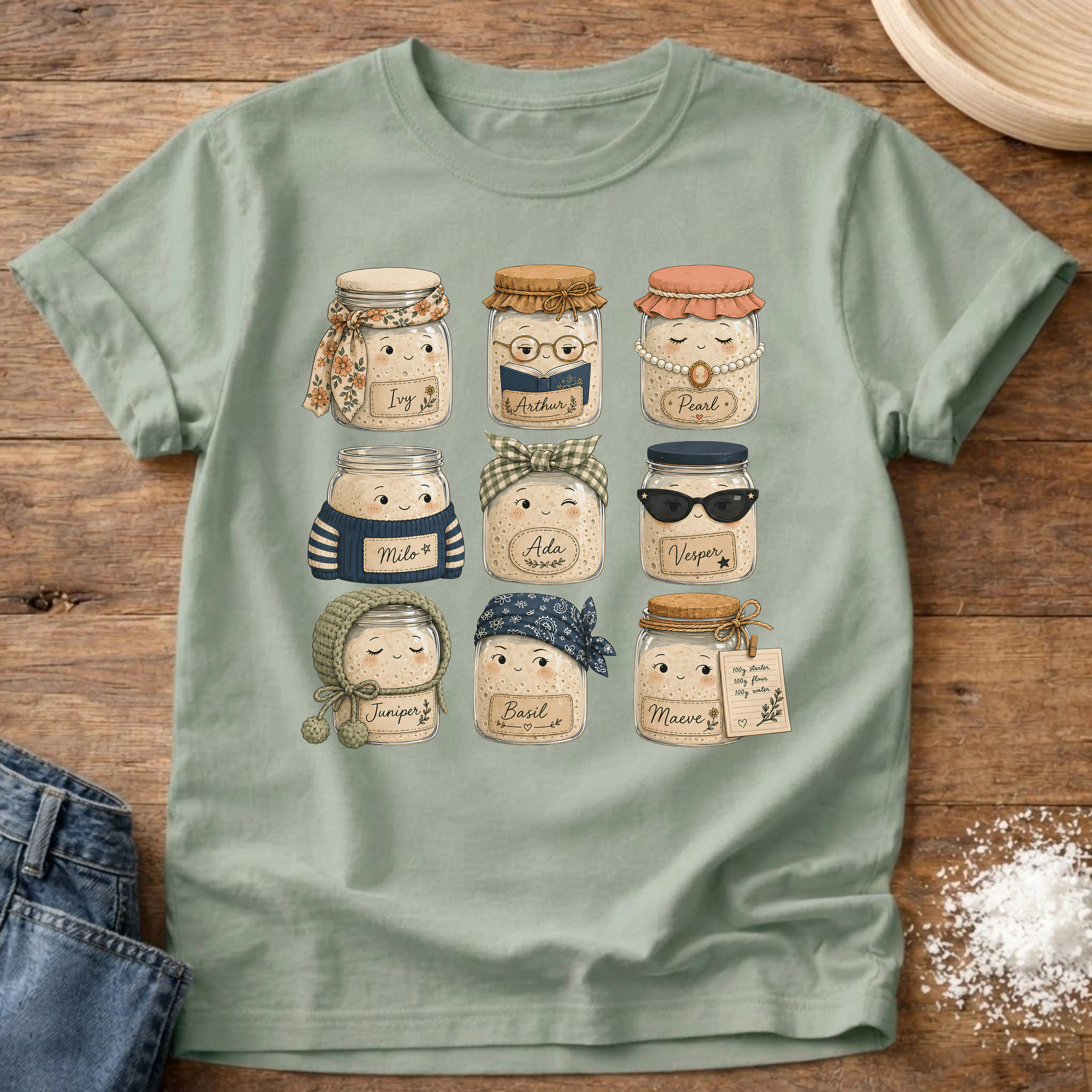 Knead More Fun Starter Friends sourdough t-shirt in Bay