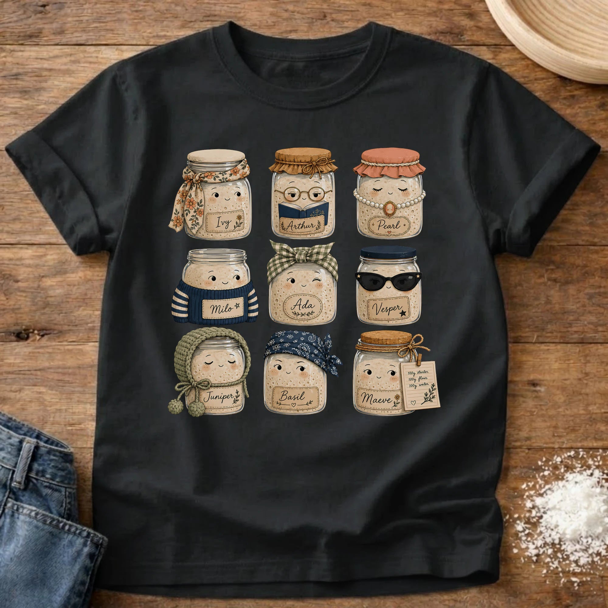 Knead More Fun Starter Friends sourdough t-shirt in Black