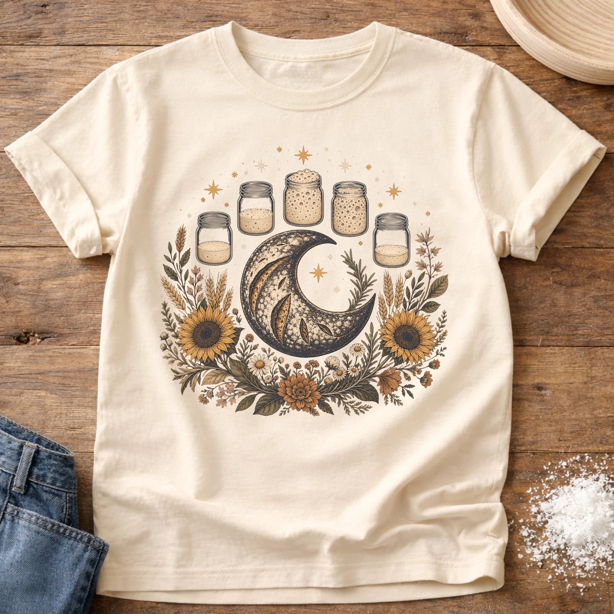 Starter Moon Phases Sourdough T-Shirt Ivory
