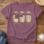 Knead More Fun Starter Trio sourdough jar t-shirt in Berry